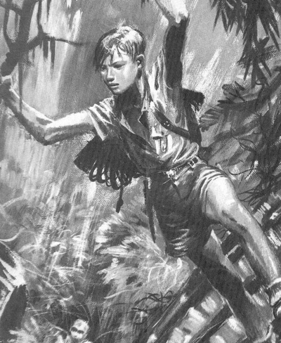 Scout en survie dans la jungle, illustration de Pierre Joubert